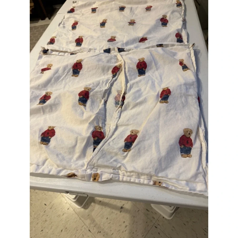 Polo Ralph Lauren Home Polo Bear Cotton 2 Pillowcases White Red Sweater Standard